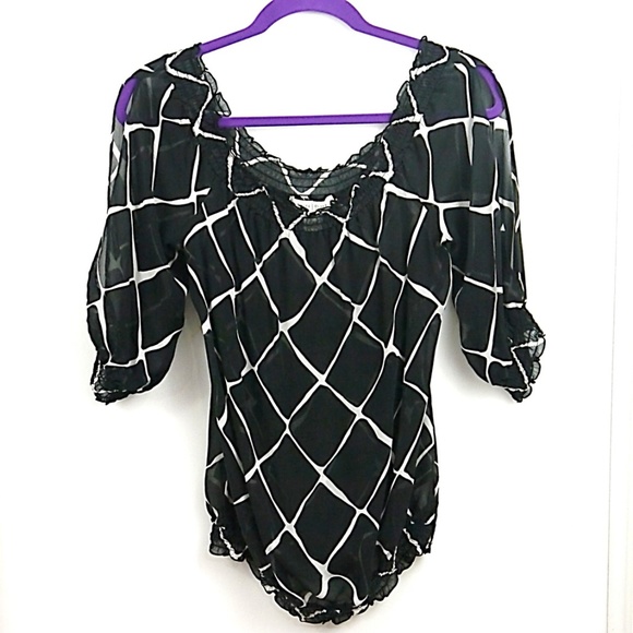 White House Black Market Tops - White House Black Market Silk Cold Shoulder Blous